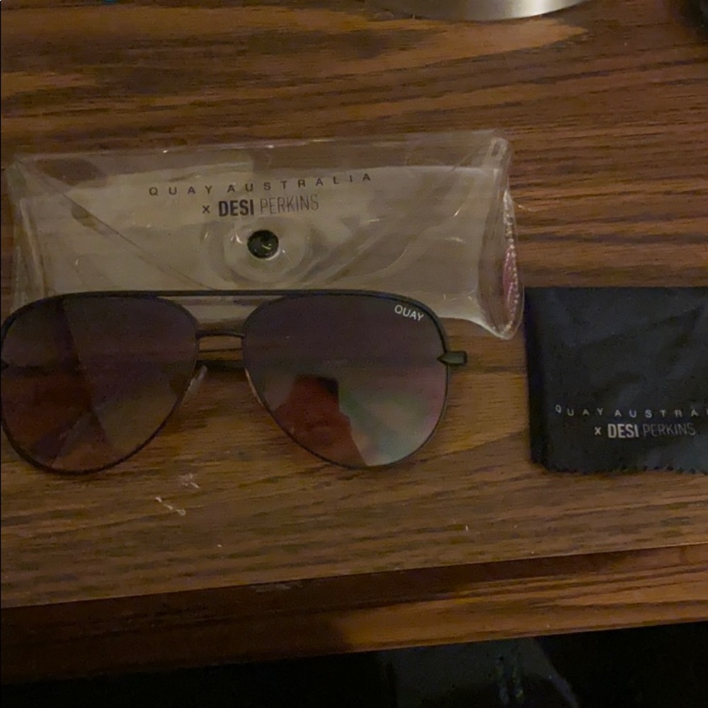 Quay x Desi Perkins pink fade sunglasses